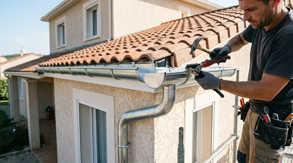 Pose et réparation gouttières zinc PVC alu à Dompierre-sur-Yon par CD Artisan